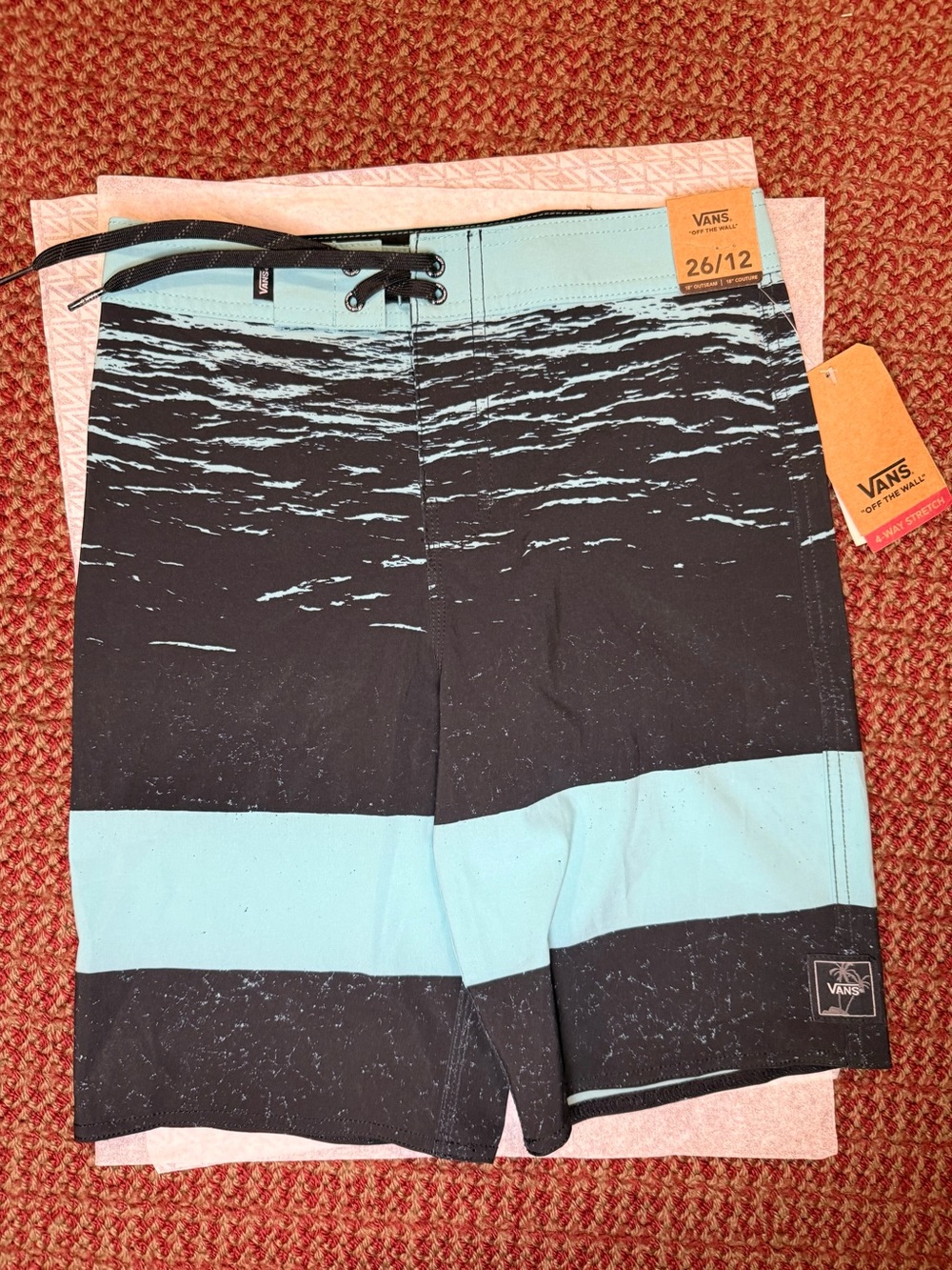 Kids Vans Black and Light Blue Lace-Up Board Shorts